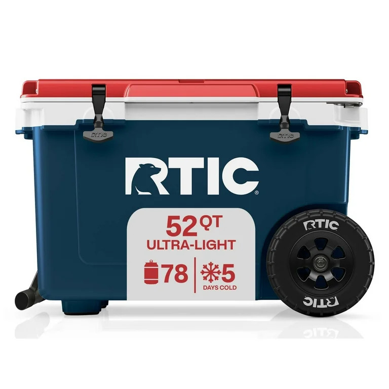 RTIC 52 QT Ultra-Light Wheeled Hard-Sided Ice Chest Cooler, Fits 78 Cans, Patriot - Walmart.com | Walmart (US)