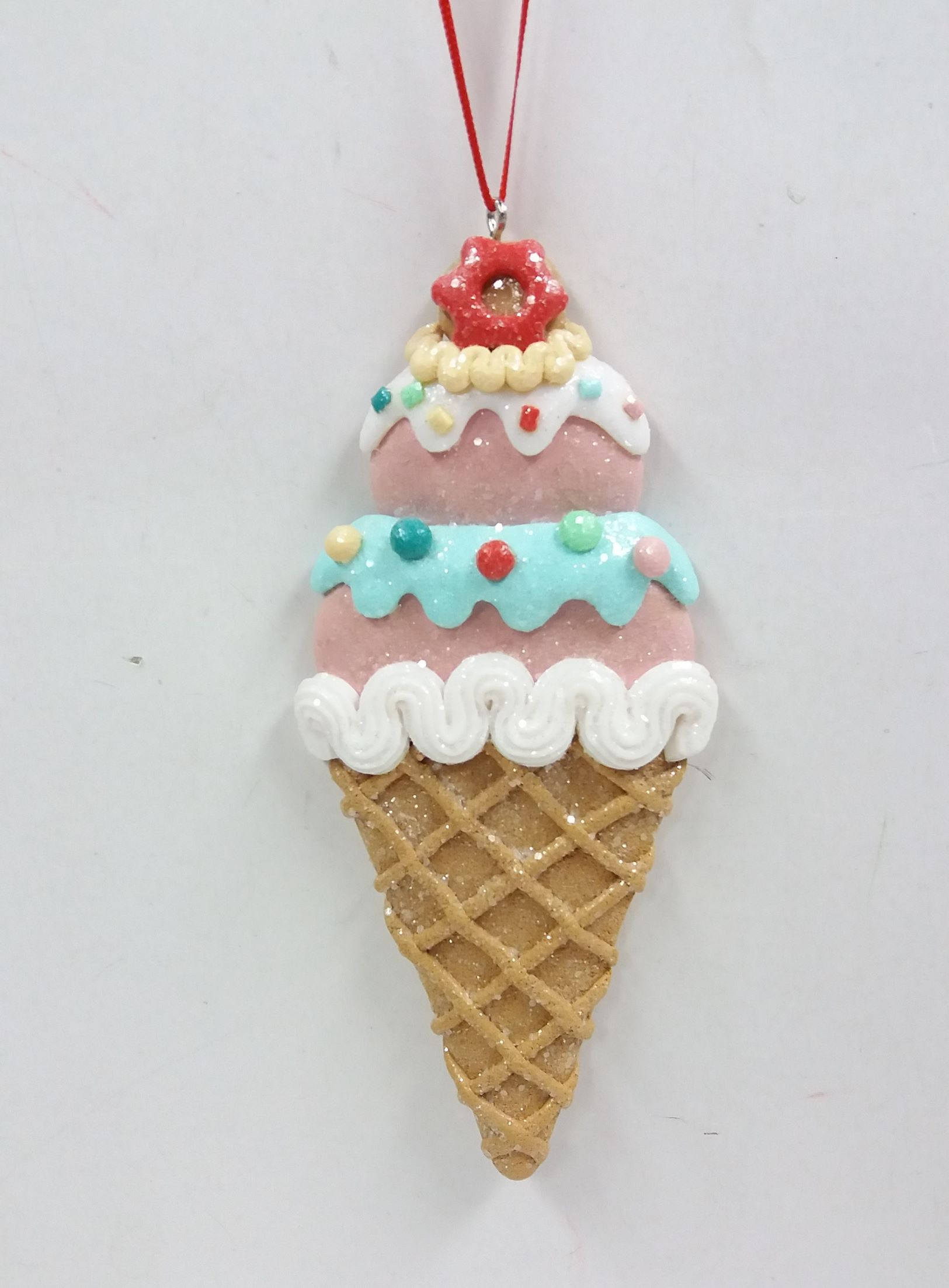 Christmas Multi-Color Gingerbread Ice Cream Cone Ornament, 5.5 in, by Holiday Time - Walmart.com | Walmart (US)
