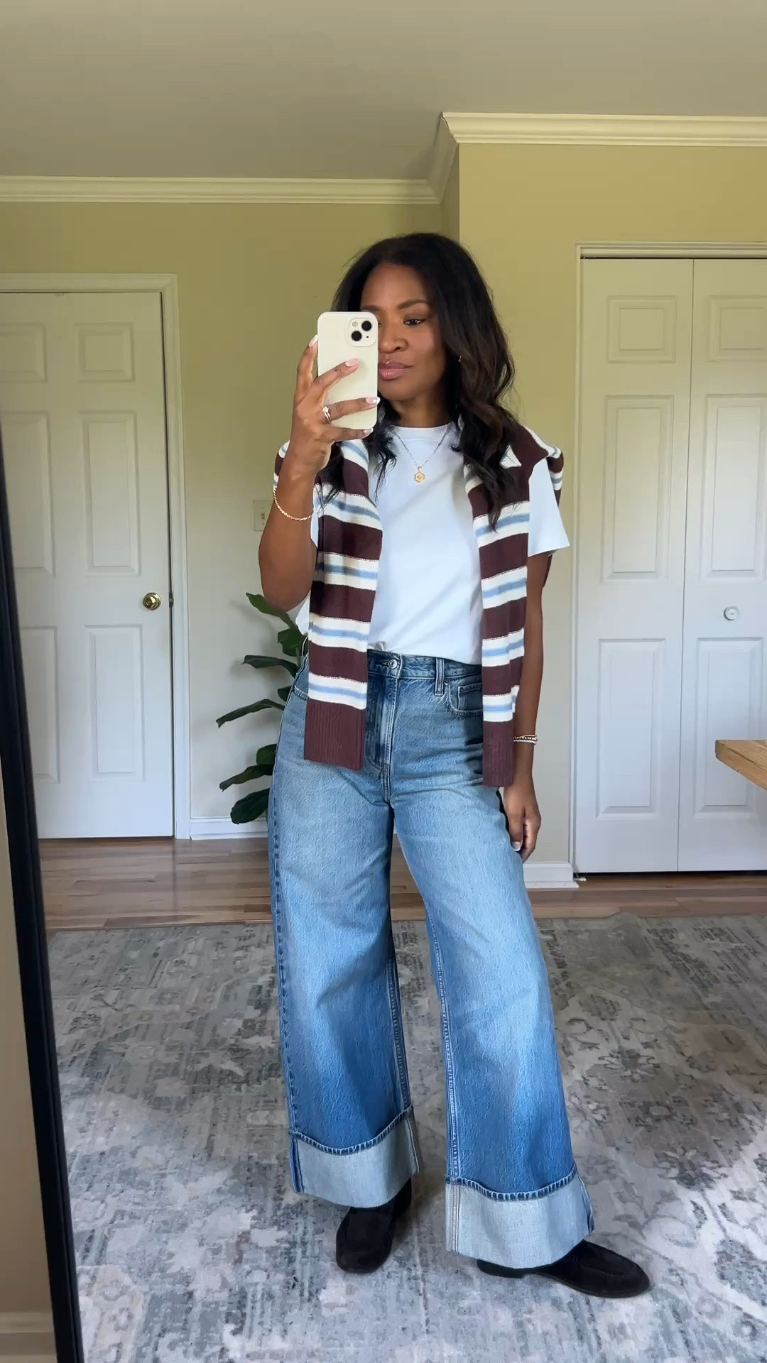Wearing a small in the sweater. Cuffed jeans are a 27 short. 

 #LTKgrwm #LTKootd #LTKOver40