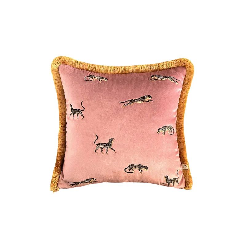Leopard Pattern Throw Pillow - Pink Velvet Pillow Case - Copper Tassel Cushion Cover - Boho Home ... | Etsy (US)
