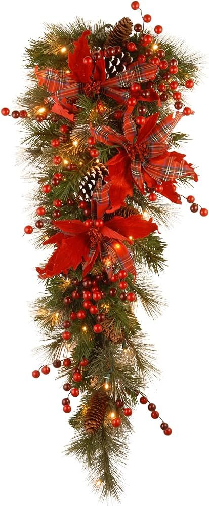 National Tree Company Pre-Lit Artificial Christmas Teardrop, Green, Evergreen, White Lights, Decorat | Amazon (US)