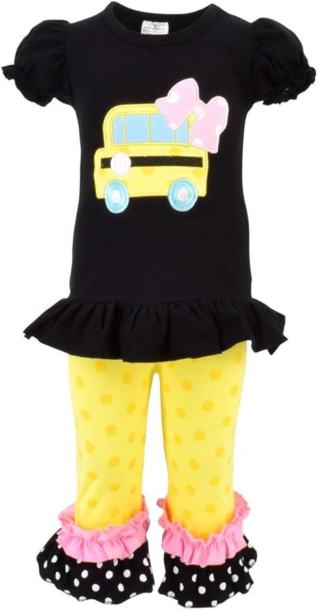 Unique Baby Girls Back to School Bus Shirt Boutique Outfit | Amazon (US)