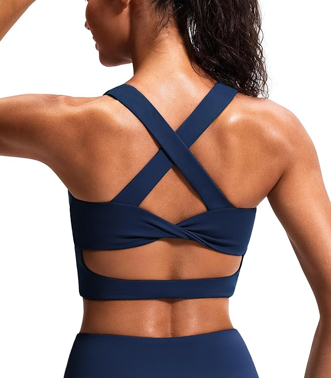 Sports Bras for Women Criss-Cross Back Padded Workout Tank Tops Medium Support Crop Tops for Wome... | Amazon (US)