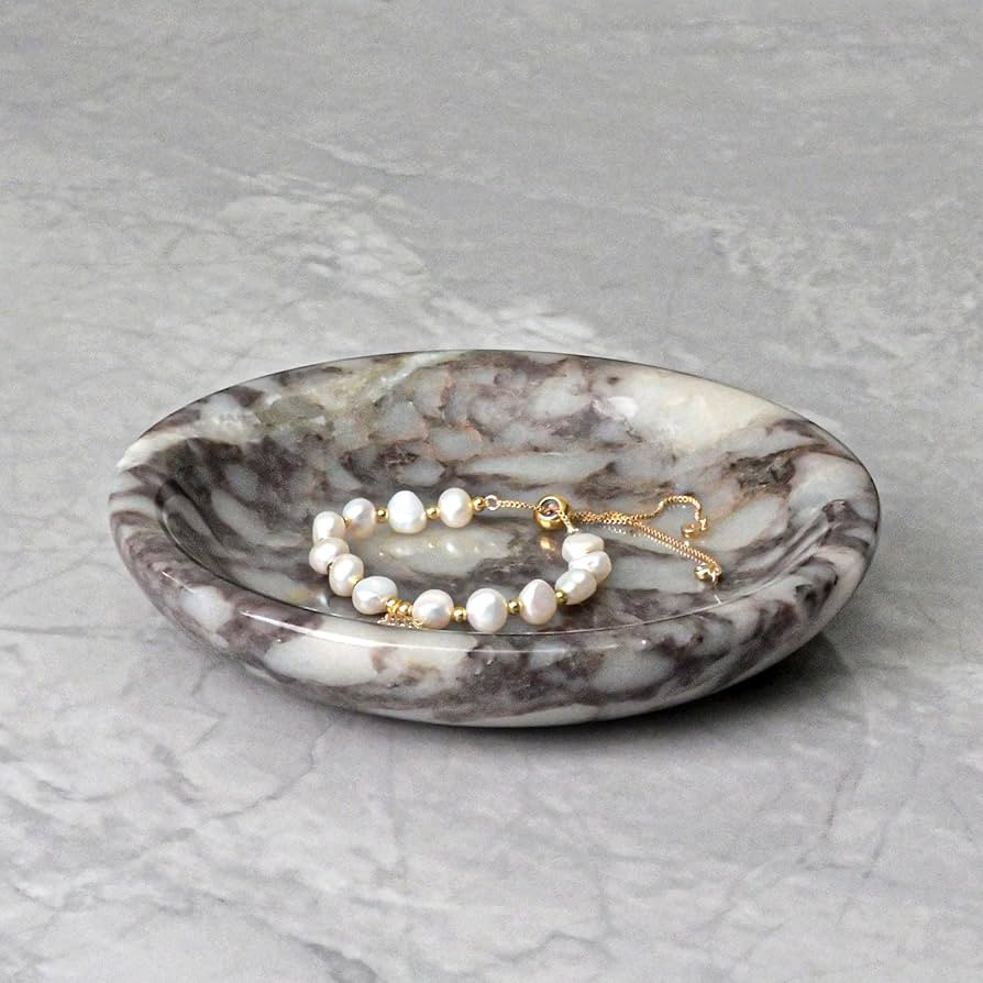 ZSHAWN Natural Marble Ring Dish Jewelry Tray – 5.5" Trinket Dish for Rings Earrings Necklace, S... | Amazon (US)