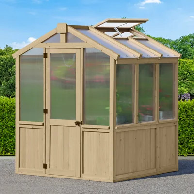 Meridian 6.7' x 6.0' Greenhouse with Cedar Wood Frame and Polycarbonate Panels  Compact and Durable Design | Wayfair North America