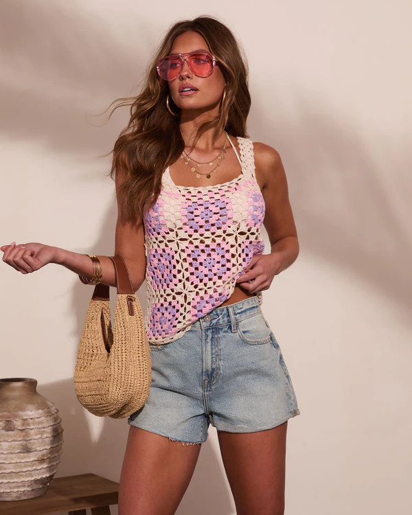 Ocean Daydream Abstract Crochet Cover Up Top | VICI