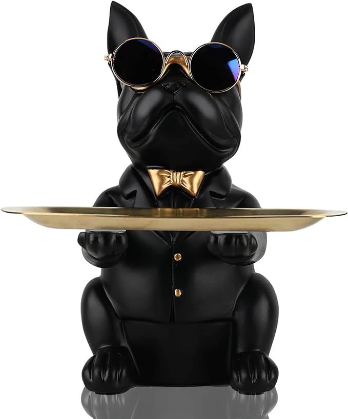 Modern Decor Resin Bulldog Tray Statue Piggy Bank Tray Storage Key Holder Candy Jewelry Earrings ... | Amazon (US)