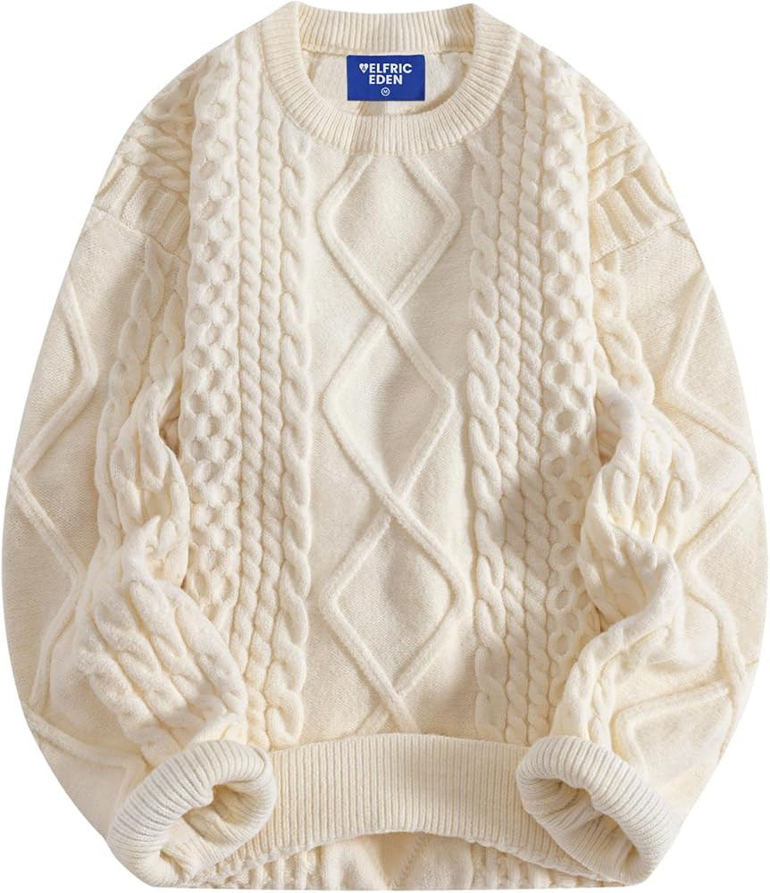 Aelfric Eden Oversized Knit Sweater Solid Vintage Pullover Sweater Unisex Woven Crewneck Knitted ... | Amazon (US)