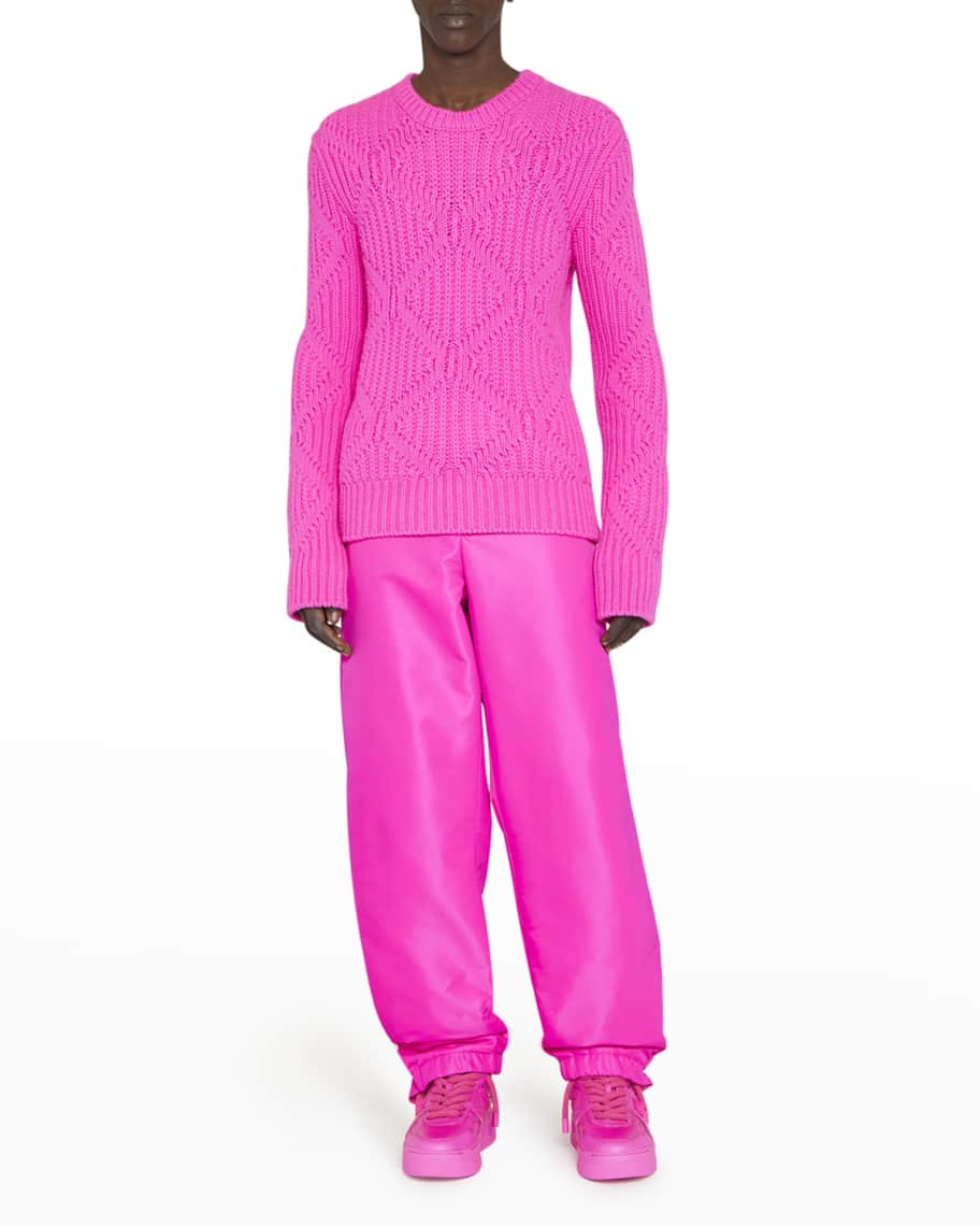 Valentino Garavani Men's Ribbed Diamond Devore Sweater | Neiman Marcus