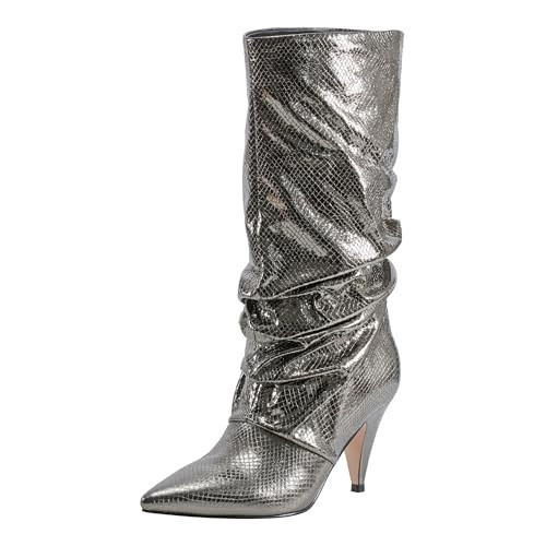 Marc Fisher Women's Kailee Mid Calf Boot, Pewter Snake 060, 8.5 | Amazon (US)