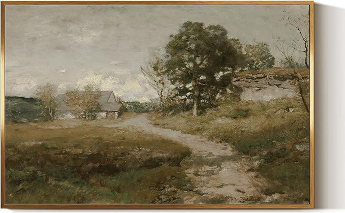 InSimSea Golden Framed Vintage Canvas Wall Art Arkville Landscape Rustic Country Road Home Decor ... | Amazon (US)