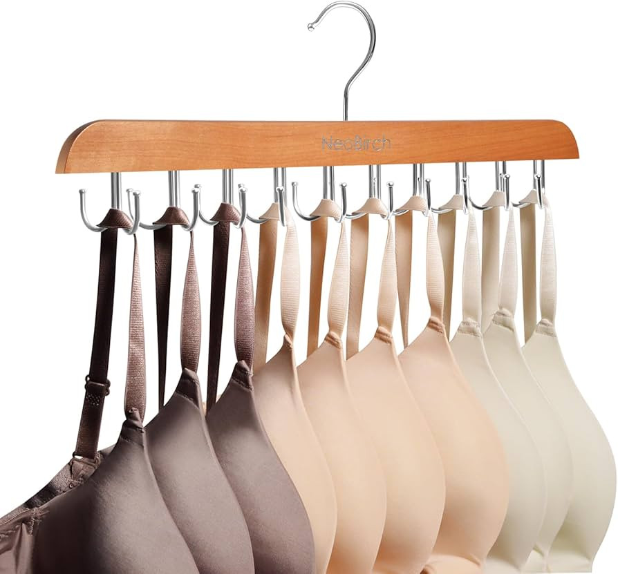 Bra Hanger for Closet Organizers and Storage | Space Saving Wooden Hanger | 20 Steel Hooks for Ta... | Amazon (US)
