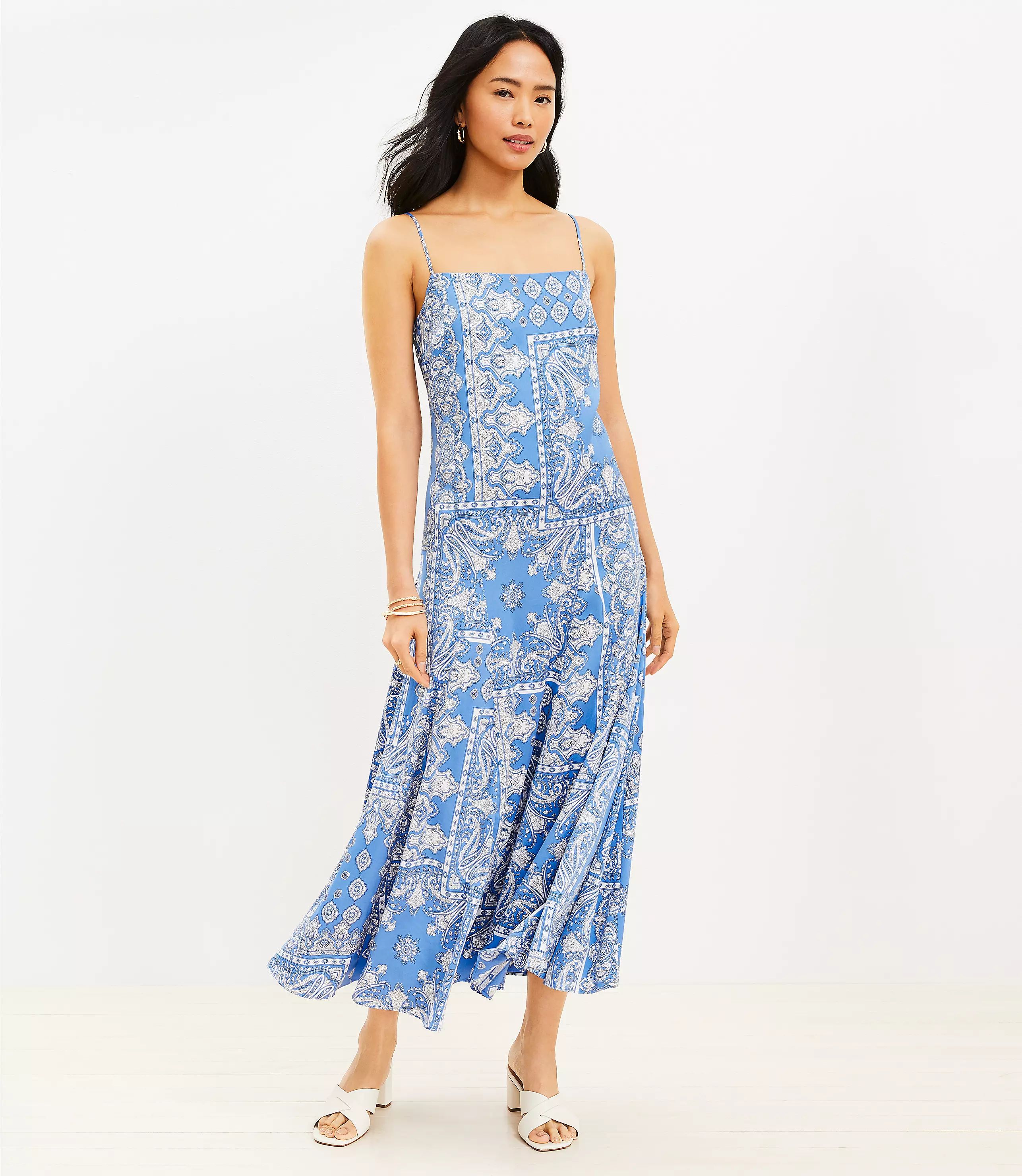 Bandana Print Slip Dress | LOFT