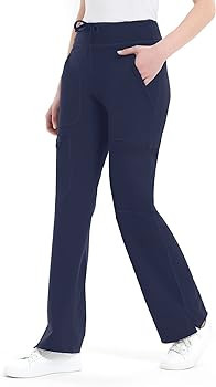QBK Yoga Scrub Pants Women Mid Rise Yoga Work Pants- Five Pocket Cargo Scrub Pant | Amazon (US)