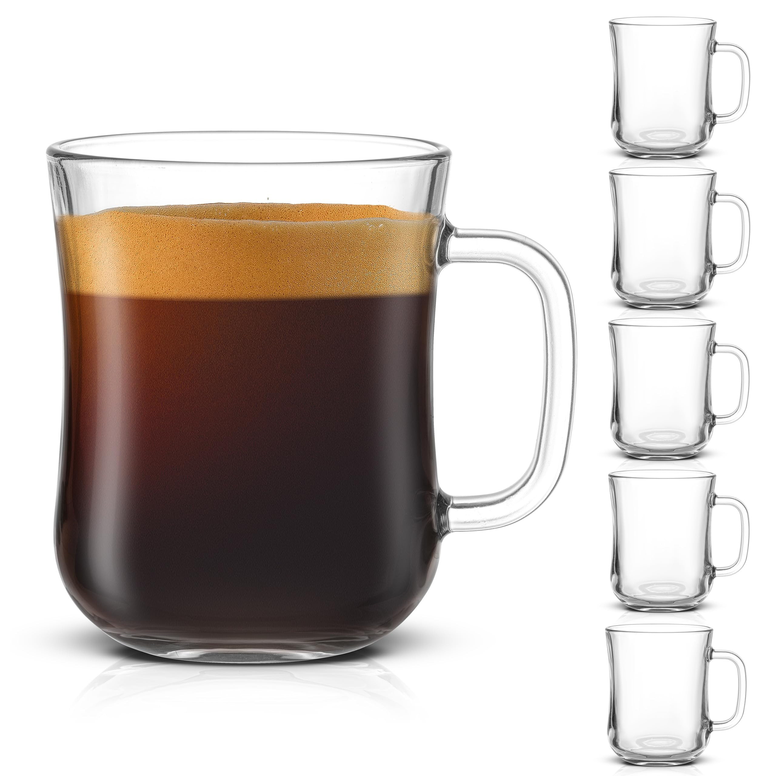 JoyJolt Glass Coffee Cups - 15.5oz Diner Coffee Mugs Set of 6 Glass Coffee Mugs. Coffee Bar Acces... | Amazon (US)