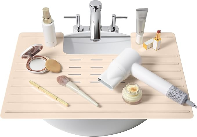 Bathroom Foldable Sink Cover for Counter Space - Sink Topper - Heat Resistant Silicone Mat & Over... | Amazon (US)