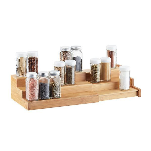 3-Tier Bamboo Expanding Spice Shelf | The Container Store