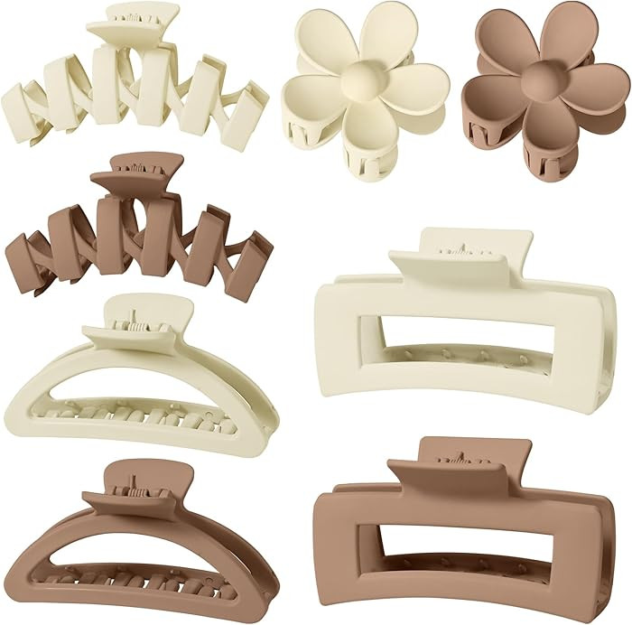8Pcs Assortment Large Claw Clips for Women,Flower Claw Clips for Thick Hair,Non-Slip Hair Acce... | Amazon (UK)