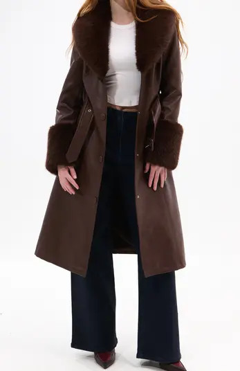 Kaya Faux Leather & Faux Fur Coat | Nordstrom