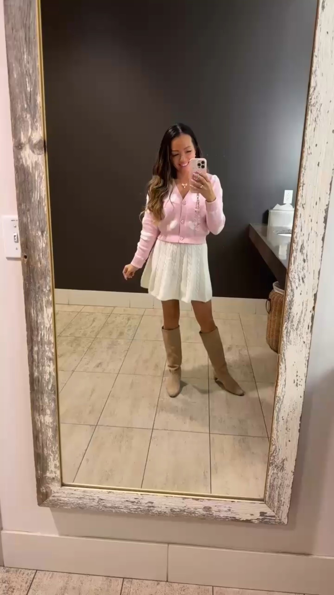 Brunch outfit 

sweater skirt, pink heart cropped cardigan, suede boots

#LTKdayinmylife #LTKFindsUnder50 #LTKPetite