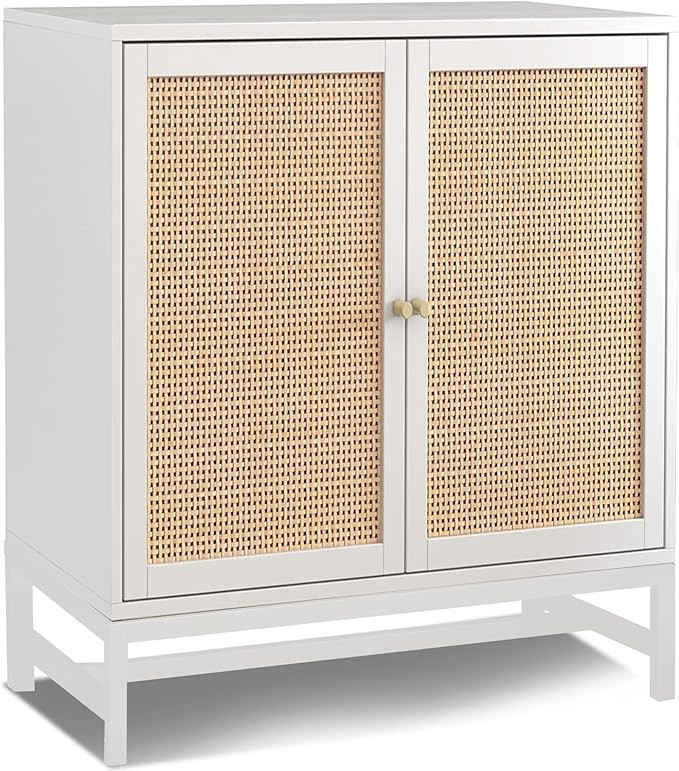 Sideboard Buffet Cabinet - Kitchen Storage Cabinet with Rattan Decorated Doors, Accent Cabinet Ra... | Amazon (US)