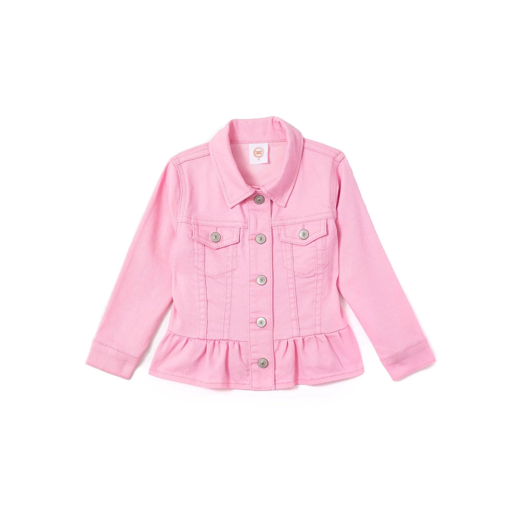 Wonder Nation Baby Toddler Girl Peplum Denim Jacket | Walmart (US)