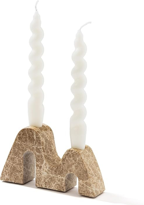 WORHE Marble Candlestick Holders M-Shaped Handcrafted Stone Candle Holder for 0.8" Taper Candles,... | Amazon (US)