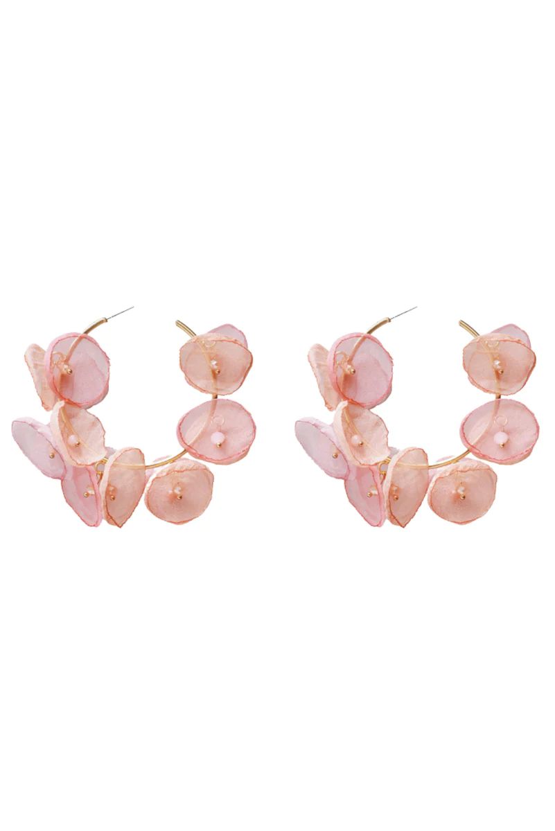 'Ivy' Pink Floral C-Hoop Earrings | Goodnight Macaroon