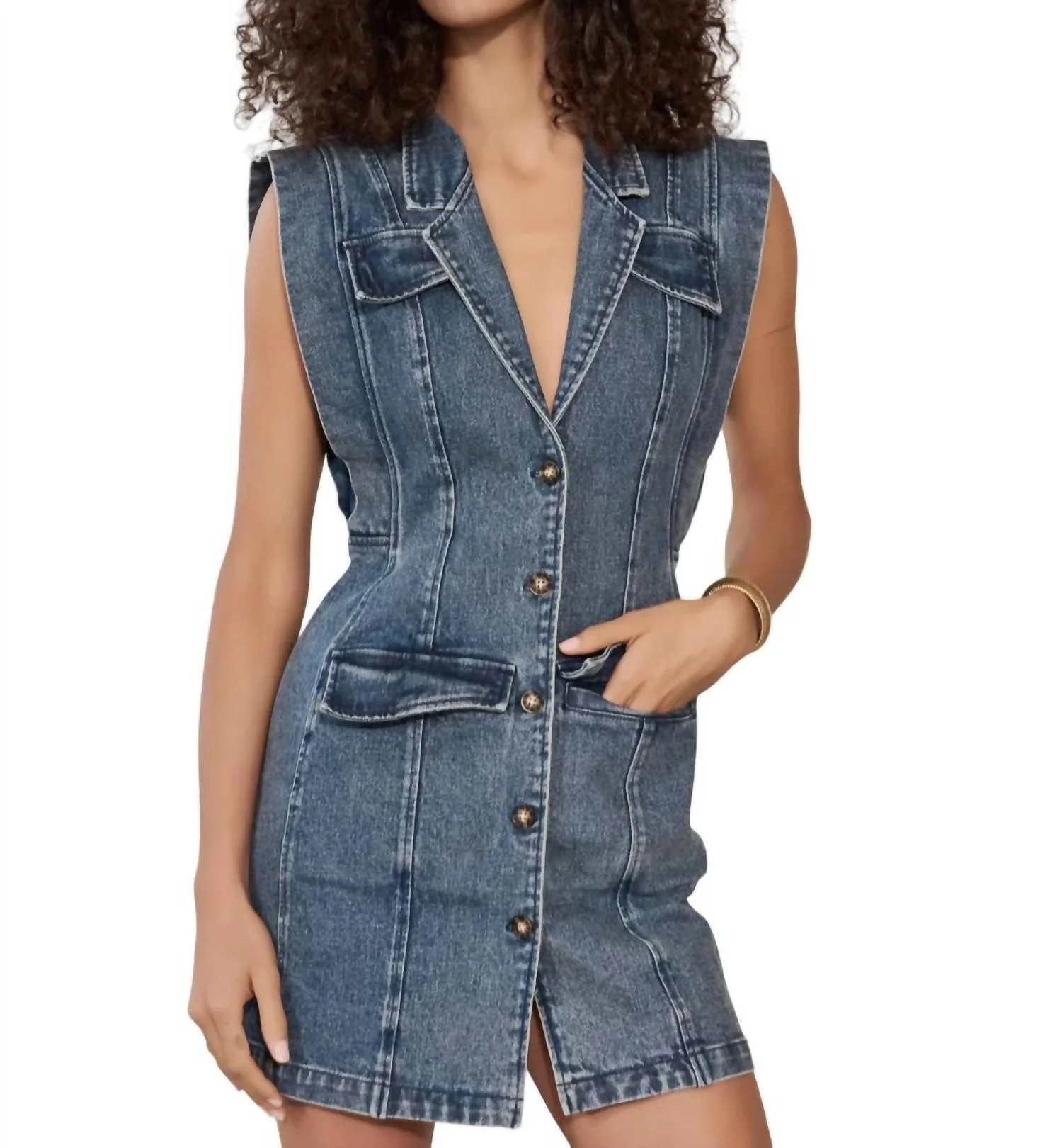 Becca Denim Dress In Blue Denim | Shop Simon