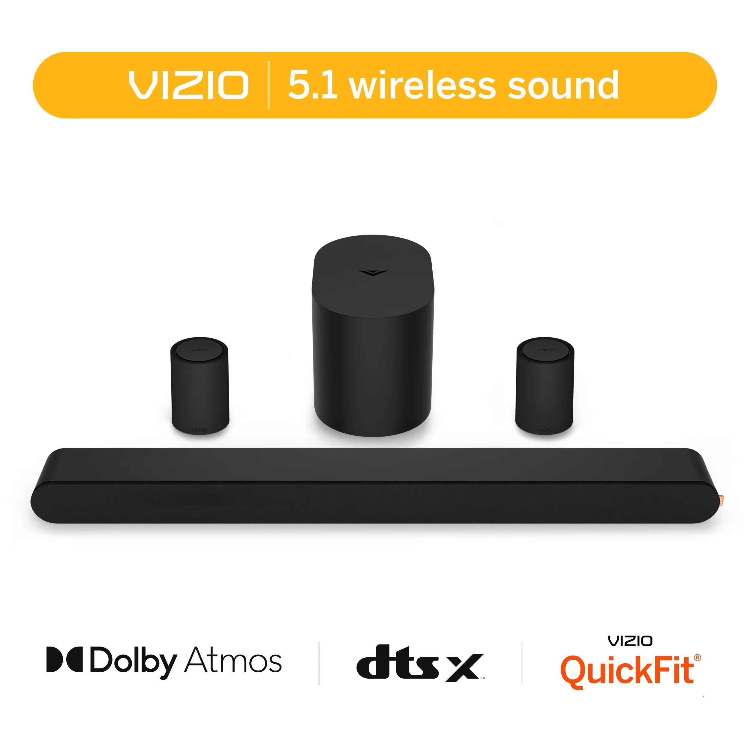VIZIO 5.1 Soundbar with Dolby Atmos, Wireless Surround Speakers & Compact Subwoofer, QuickFit Com... | Walmart (US)
