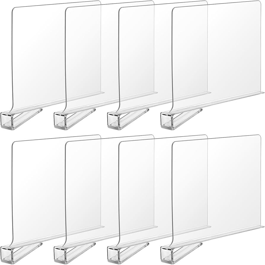 Boao 8 Pcs Shelf Dividers for Closet Organization Acrylic Clear Shelf Divider Purse Organizer Han... | Amazon (US)
