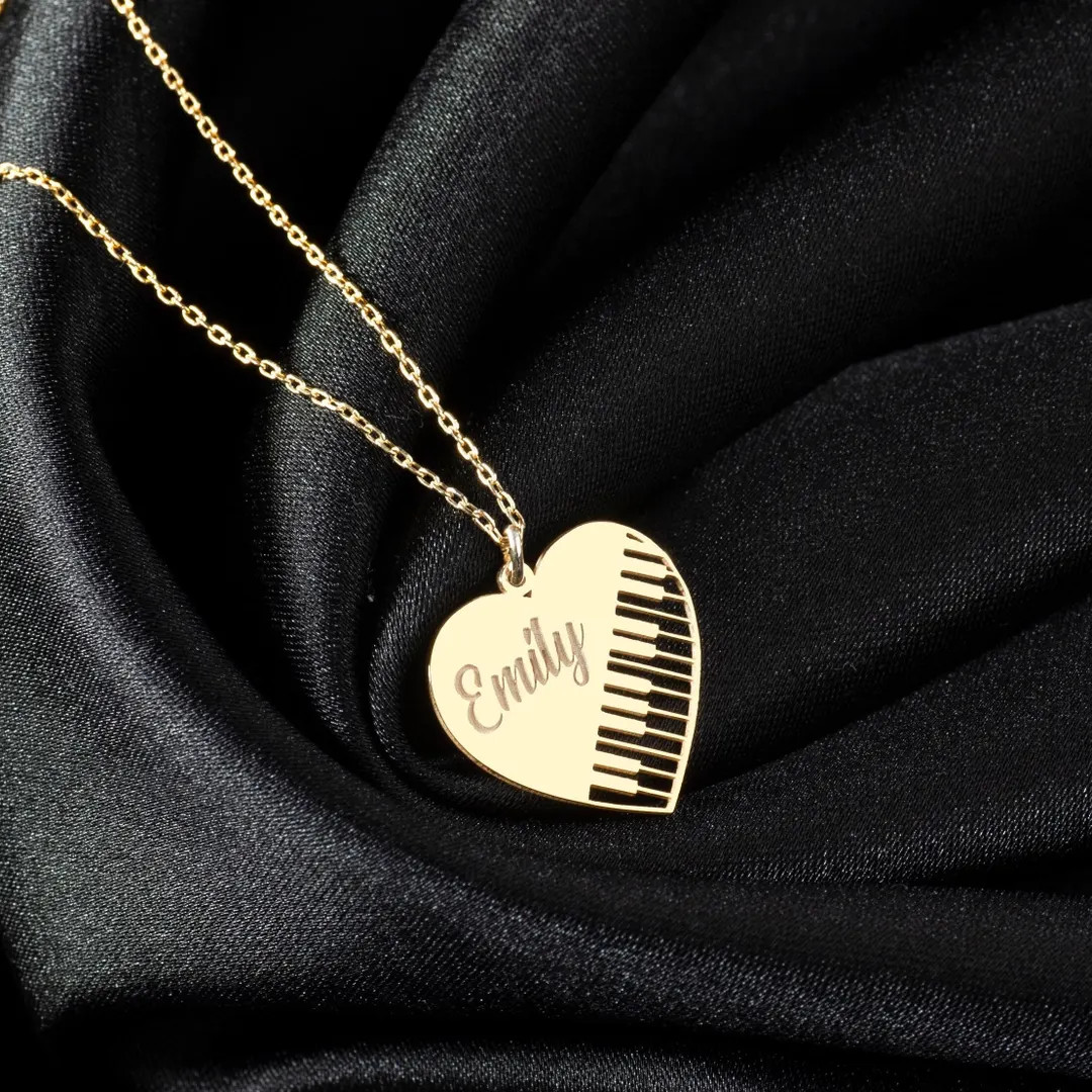 Sterling Silver Piano Necklace: Heart Keys, Personalized Music Pendant - Etsy | Etsy (Global)