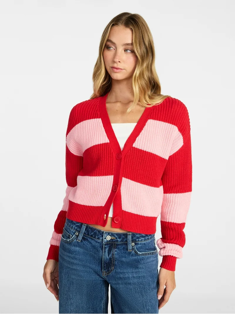 No Boundaries Cropped Knit Cardigan, Women's XXS-XXL | Walmart (US)