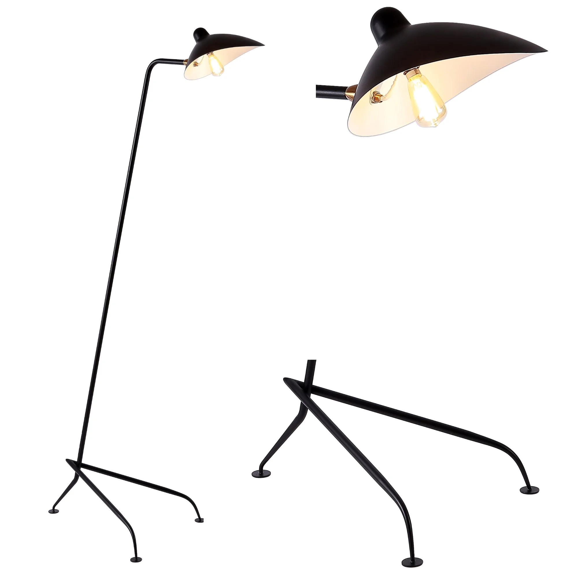 Frank 62" Iron Retro Minimalist LED Floor Lamp, Black | Walmart (US)