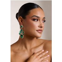 Zaya | Green Diamante Drop Earrings | Club L London