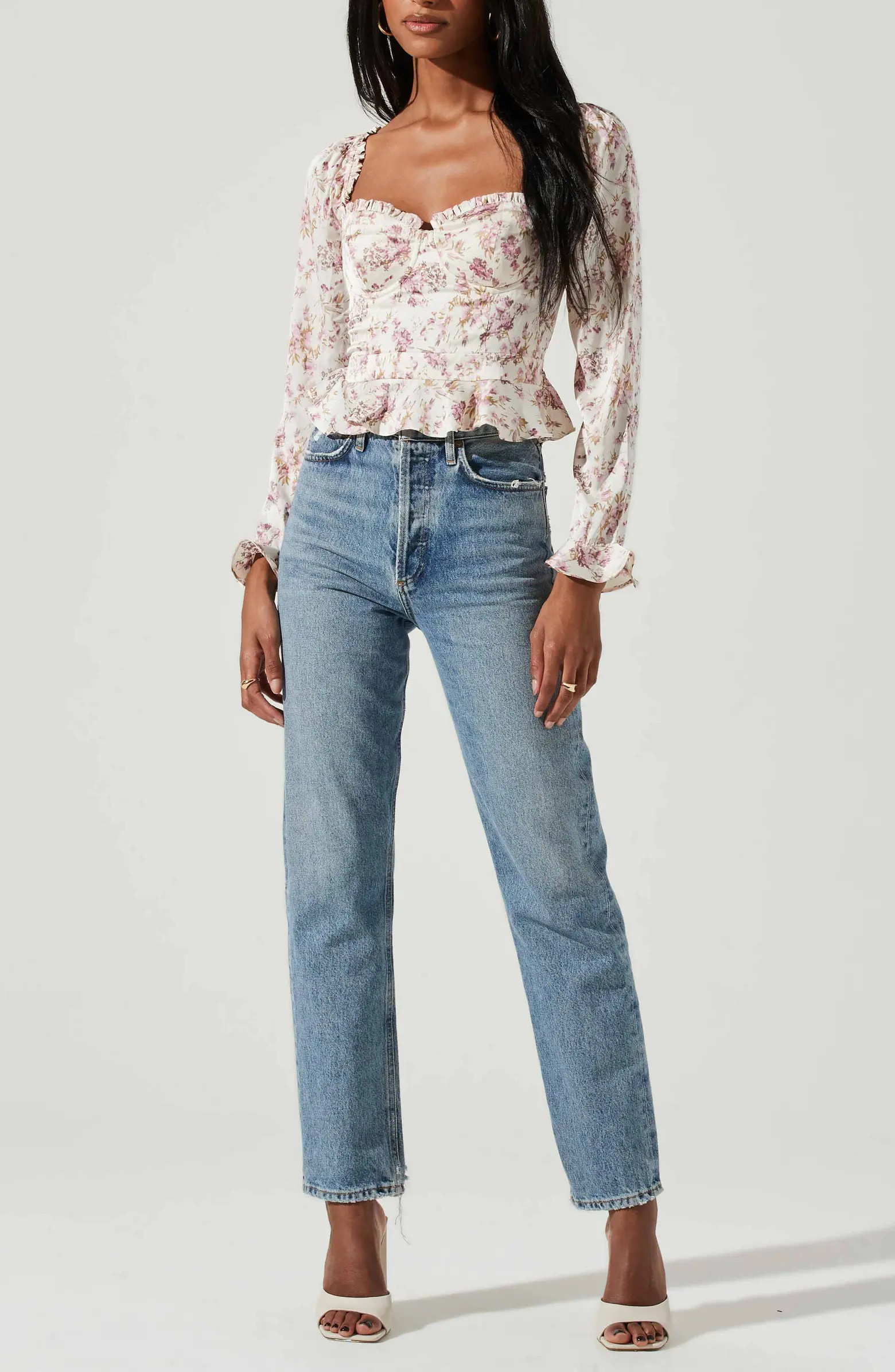 Floral Sweetheart Neck Underwire Satin Top | Nordstrom