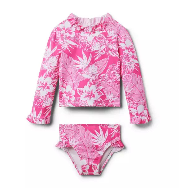 Recycled Tropical Palm Rash Guard Swimsuit | Janie and Jack