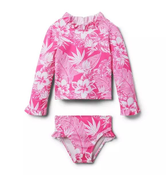 Recycled Tropical Palm Rash Guard Swimsuit | Janie and Jack