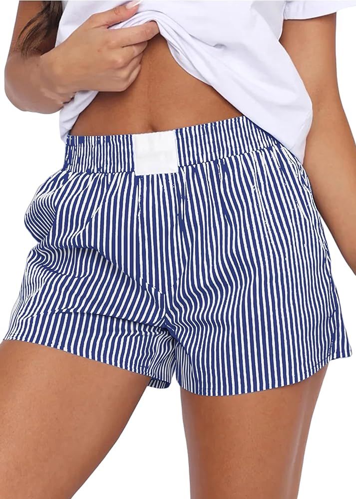 MISSACTIVER Women’s Y2K Striped Pajama Shorts Sexy Elastic Low Waist Pajama Bottoms Boxers Pj B... | Amazon (US)