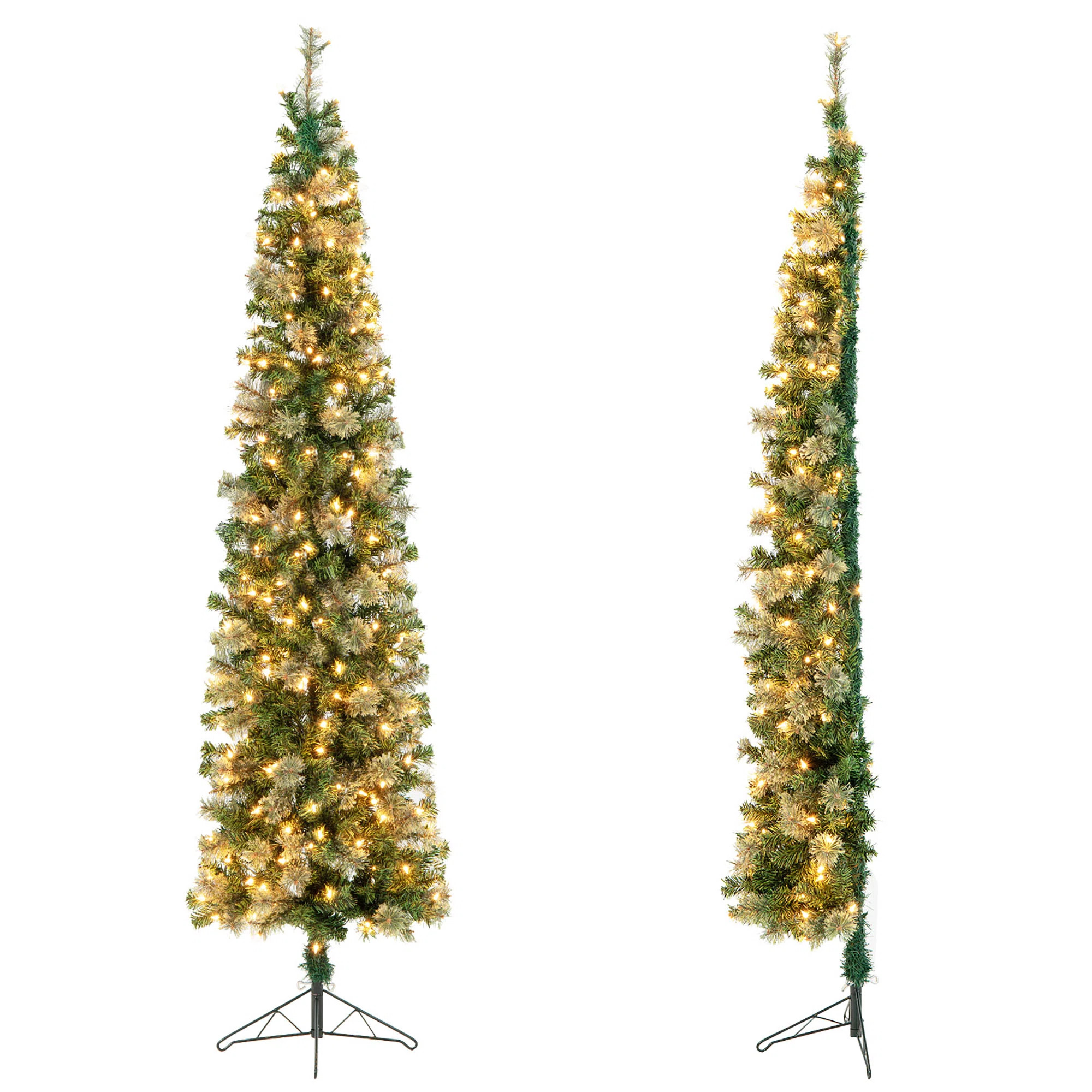 7' H Green Pine Cashmere Christmas Tree with 150 LED Lights | Wayfair North America