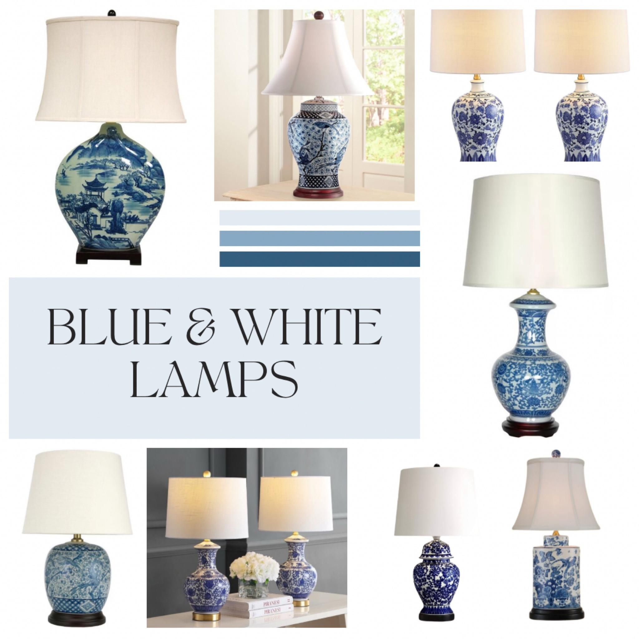 Blue and white porcelain lamps. Chinese porcelain. chinoiserie. Table lamps. 

#LTKhome