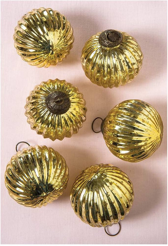 Luna Bazaar Large Mercury Glass Ball Ornaments (3-Inch, Gold, Mona Design, Set of 6) - Great Gift... | Amazon (US)