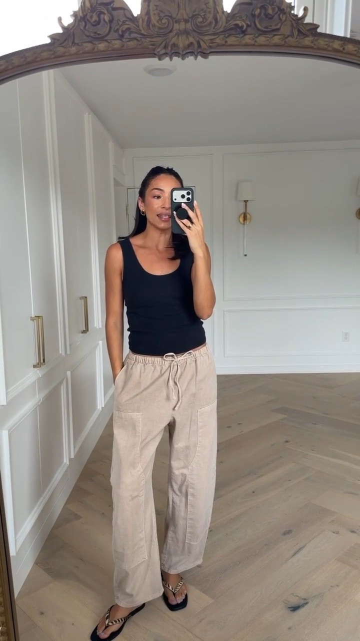 Casual summer outfit for running errands! Wearing size S black tank and size M pull-on pants (could size down to a S)! They’re so effortlessly chic and easy for summer and early fall outfits 🤍 Gap is 40% OFF and an extra 10% OFF with code GREAT

#LTKSaleAlert #LTKSeasonal #LTKootd