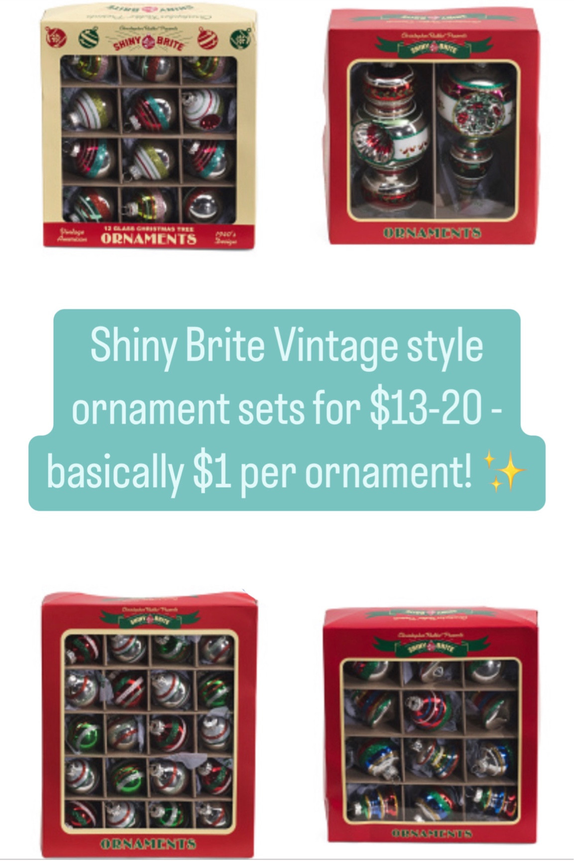 Amazing deal on vintage style Shiny Brite ornaments! 😍
Christmas ornaments, vintage ornaments, vintage home style, mid century ornaments, vintage finds, vintage Christmas 

#LTKHolidaySale #LTKHoliday #LTKSeasonal