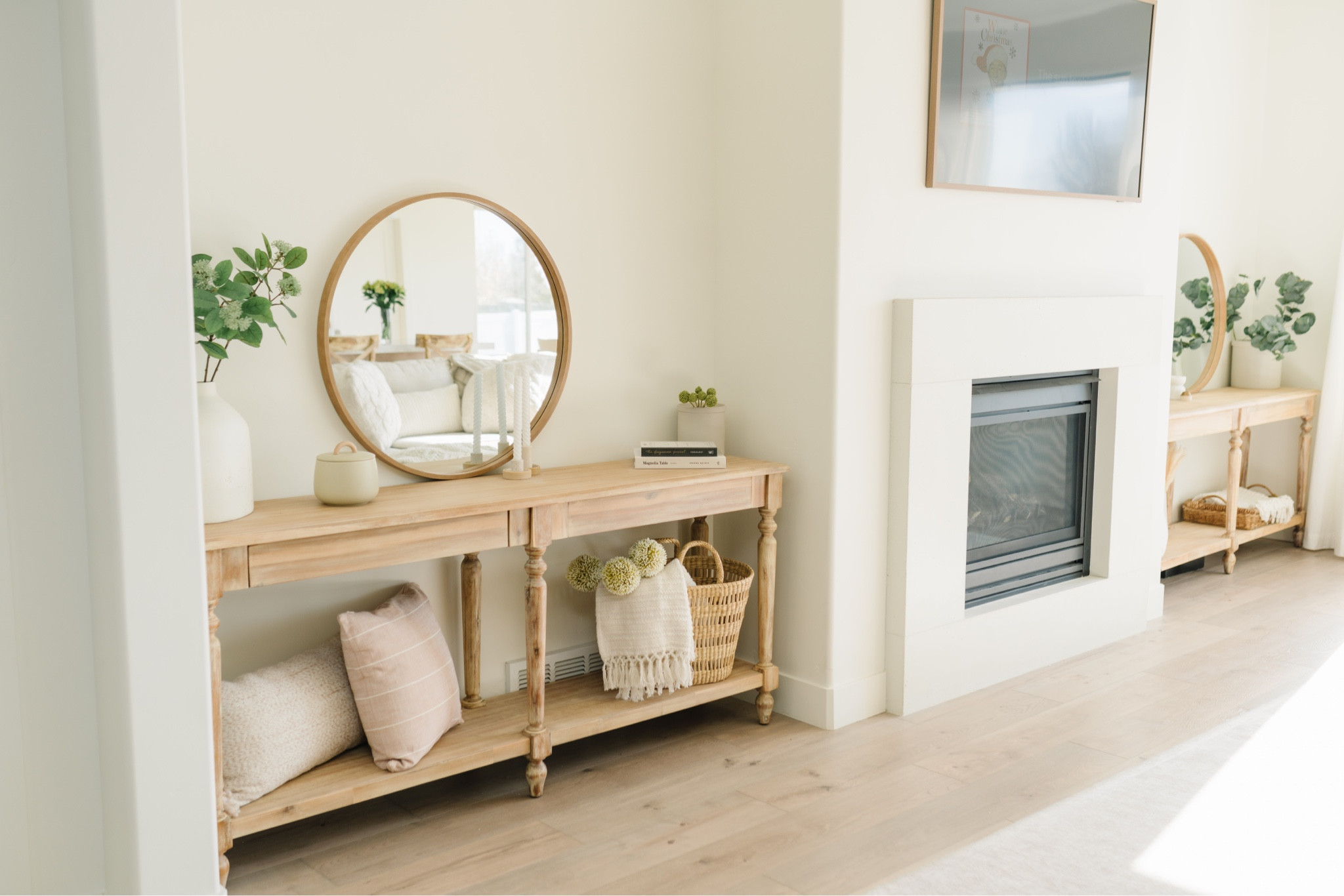 It was like this table was made for this spot, so I bought two. (One for the other side of the fireplace. 😍)

I still consider it one of my favorite purchases. I’ve linked to this table and the items that are still in stock, in my LTK profile. 
Click the link in my bio and then click the “Shop my Recent Instagram Outfits/Products” button to shop them! 



#LTKstyletip #LTKhome