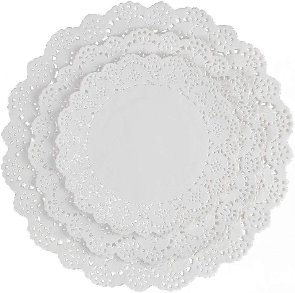 108 PCS Paper Lace Doilies Combo, Pack 36 Each 6.5", 8.5", 10.5",Baked, Grilled, Fried Food,Table... | Amazon (US)