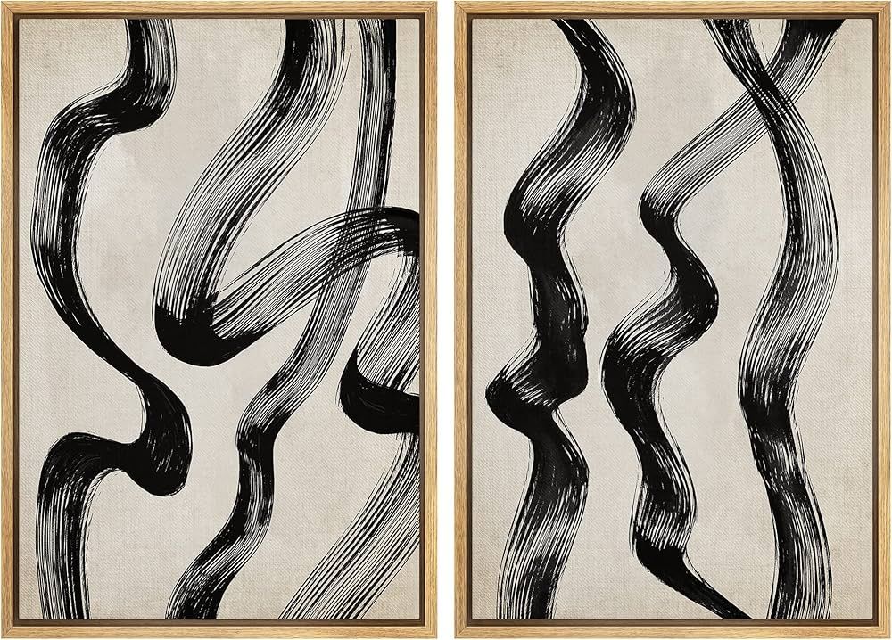 SIGNWIN Framed Canvas Print Wall Art Set Sketchbook Black Swirl Collage Abstract Geometric Illust... | Amazon (US)