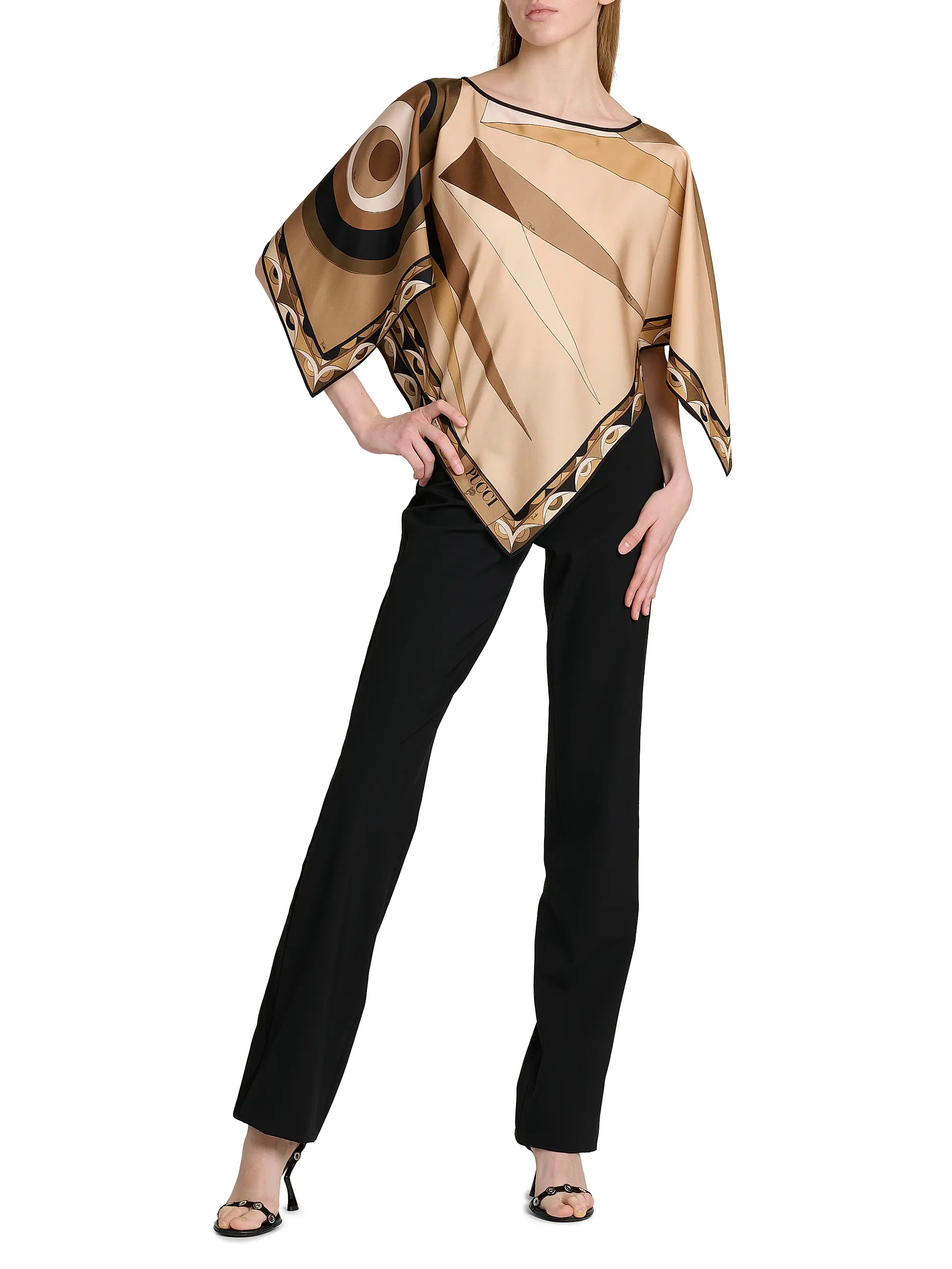 Pucci Passepartout Silk Twill Poncho Blouse | Saks Fifth Avenue | Saks Fifth Avenue