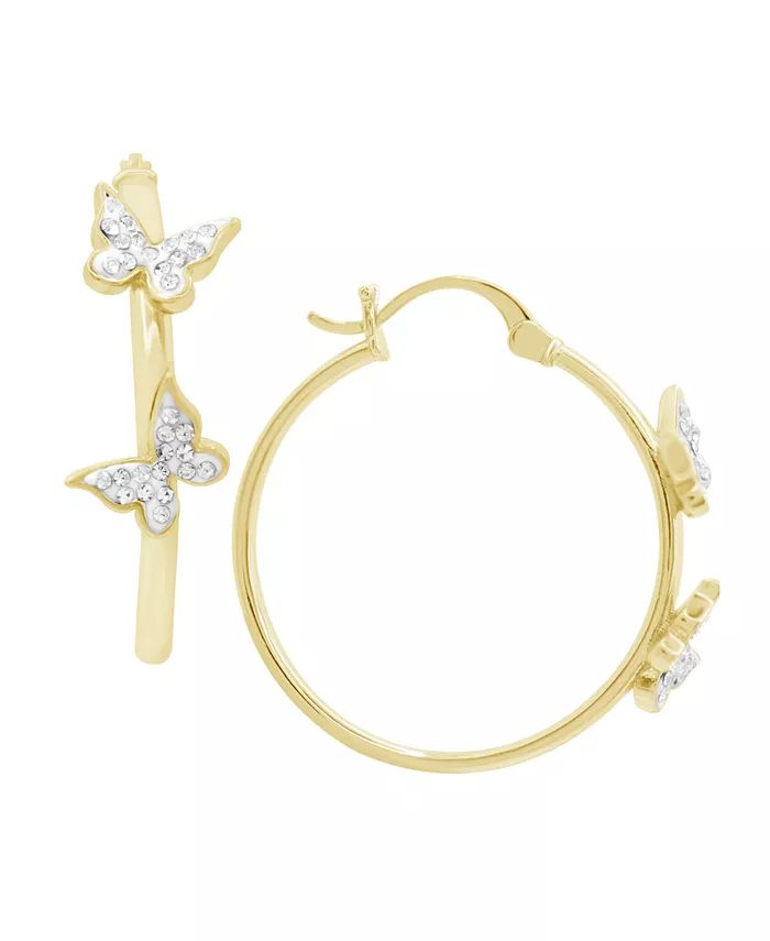 And Now This Hoop Earring with Clear Crystal Butterflies in Silver Plate or Gold Plate - Macy's | Macys (US)