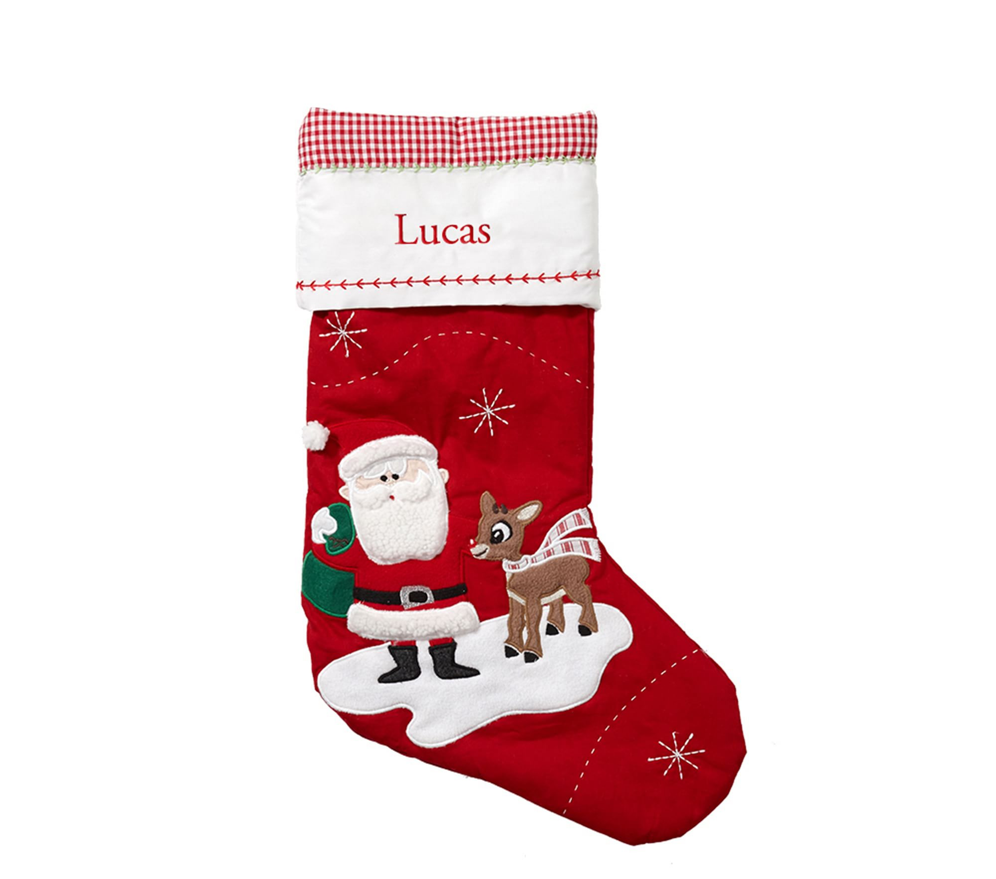 Santa & Rudolph Quilted Christmas Stocking | Pottery Barn Kids